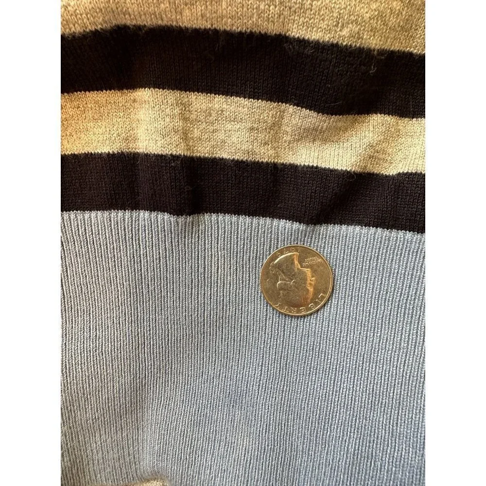 Michael Kors Sweater Womens Blue Gray Stripes Sz XL Long Sleeve Pullover